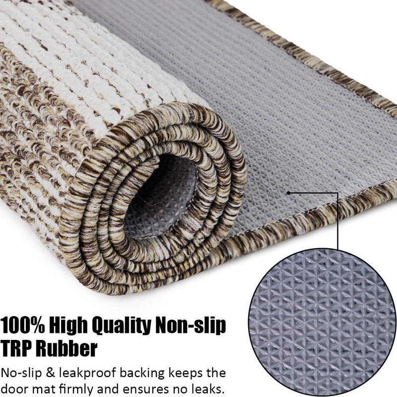 Aoonby Indoor Doormat 32"x 48", Absorbent Front Back Door Mat Floor Mats, Rubber Backing Non Slip Door Mats Inside Mud Dirt Trapper Entrance Front Door Rug Carpet, Machine Washable Low Profile-Brown Geome - Image 5